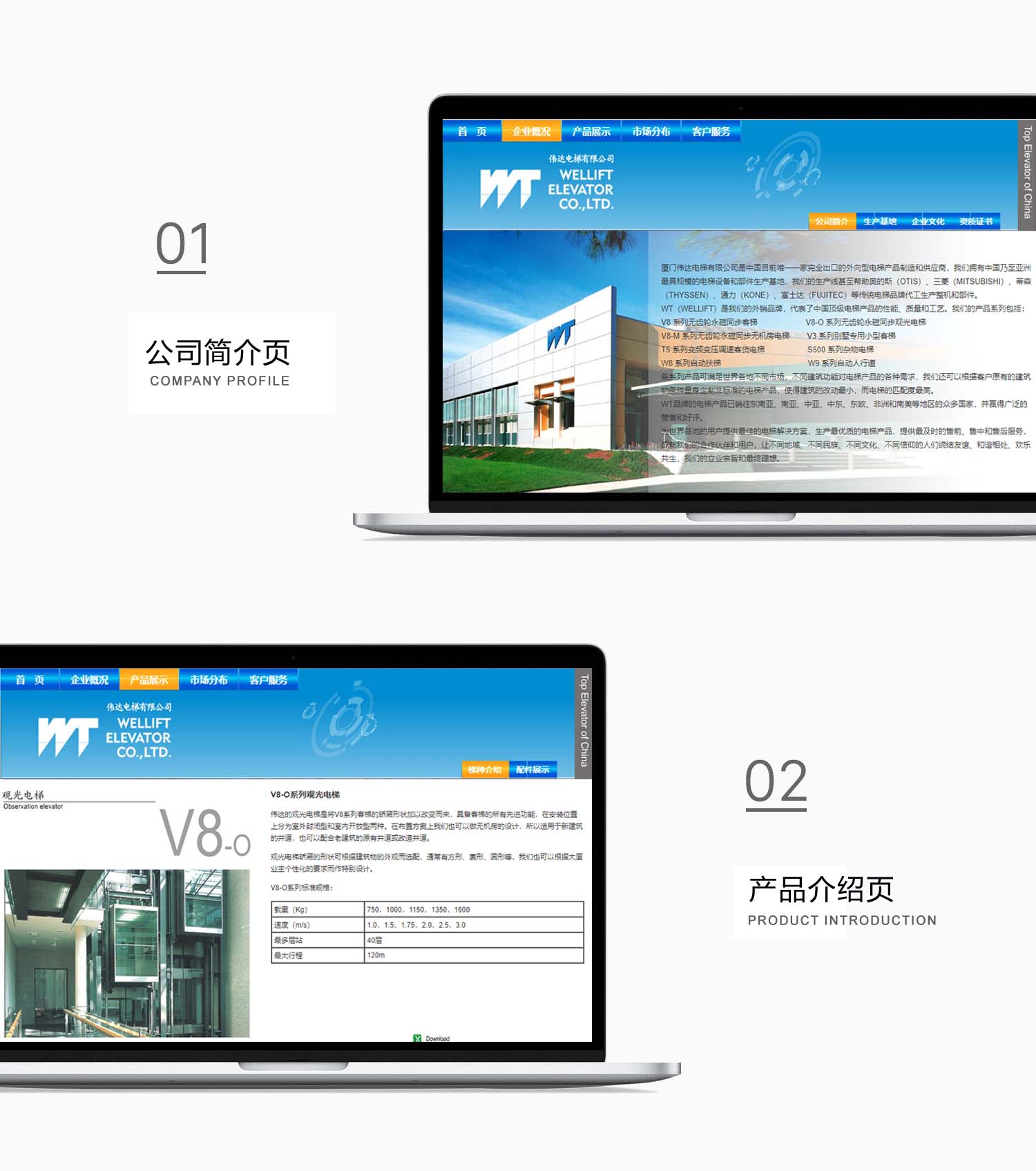 厦门伟达电梯网站建设效果图