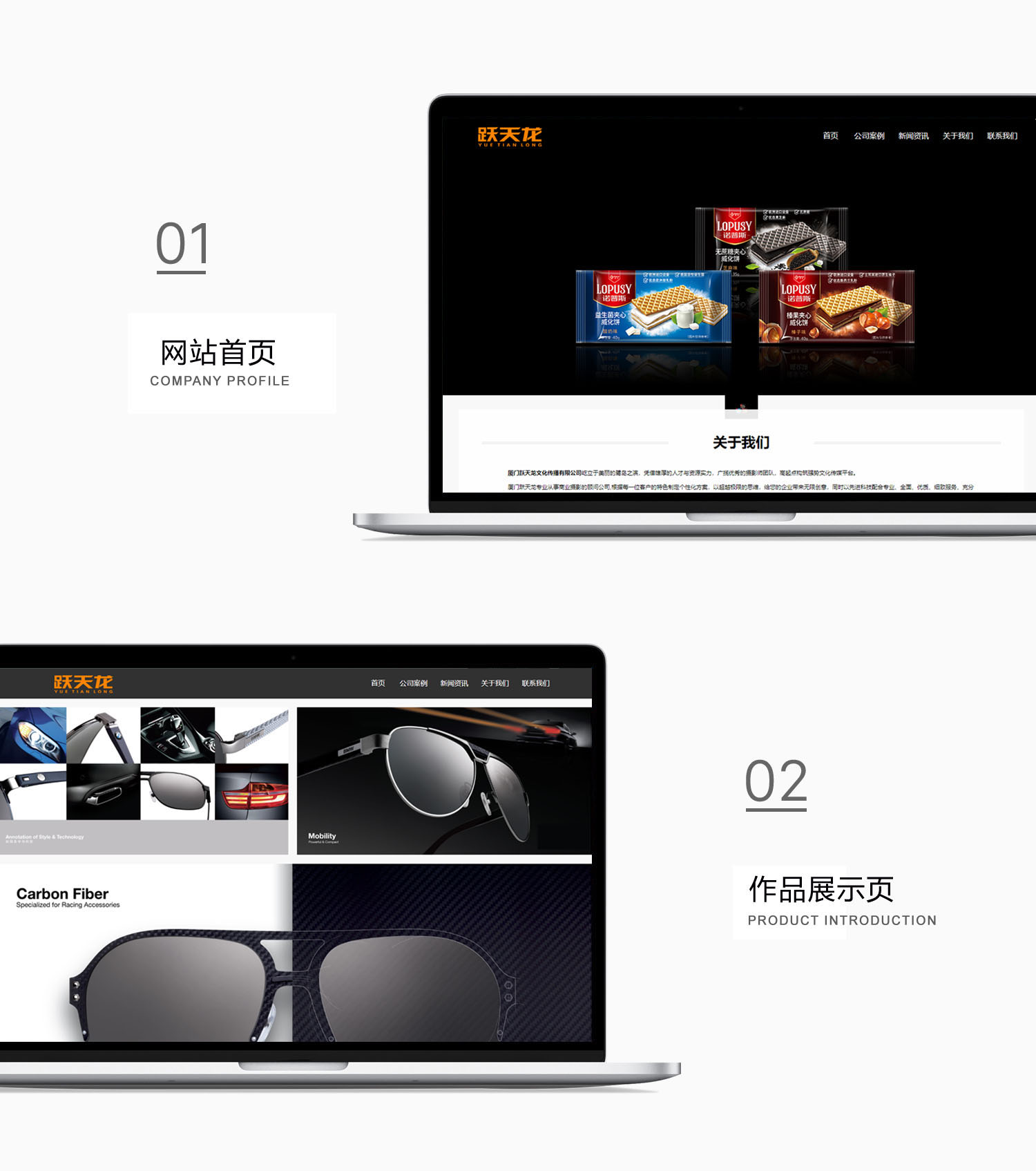 厦门跃天龙产品摄影网站建设效果图